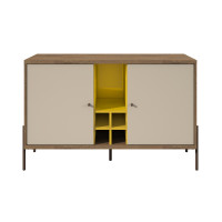 Manhattan Comfort 350633 Joy 4-Bottle Wine Buffet Stand in Yellow and Off White